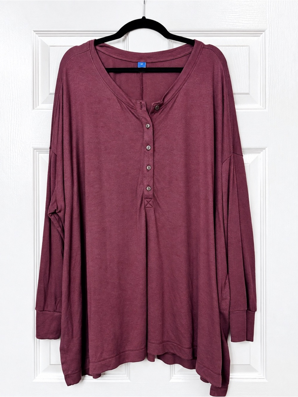Old Navy Womens 4X Plum Tunic Top Long Sleeve Soft Stretch